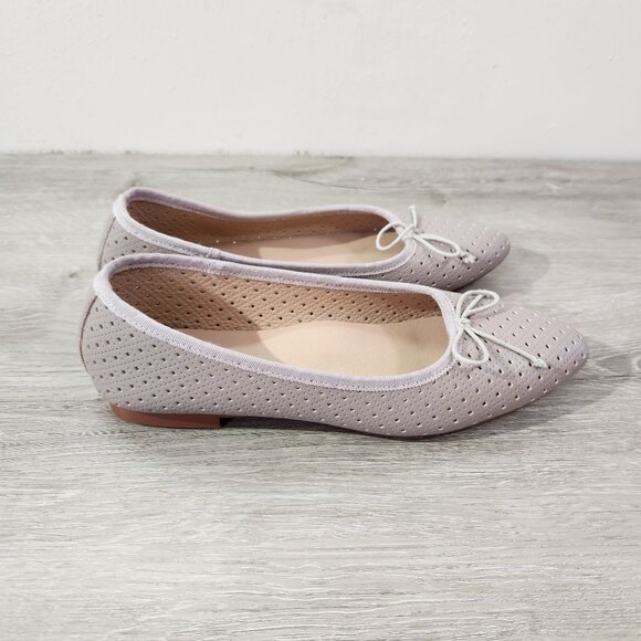 Perforated Pointed Toe Leather Ballet Flats By Emerald Eu Size 38 US Size 7.5 - Picture 5 of 9